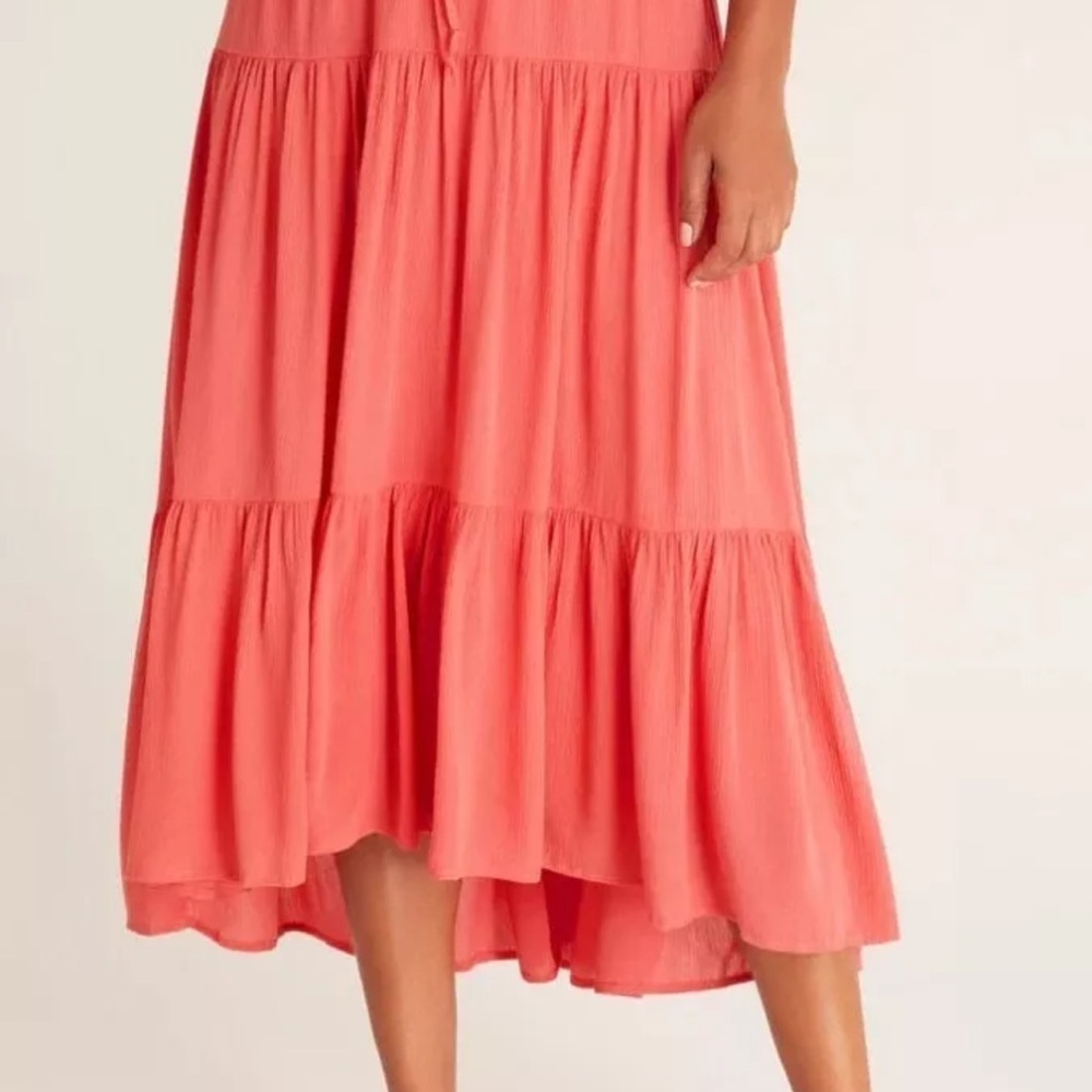 New Z Supply “Alba” Maxi Skirt with Pleated Tie Front $110 Coral